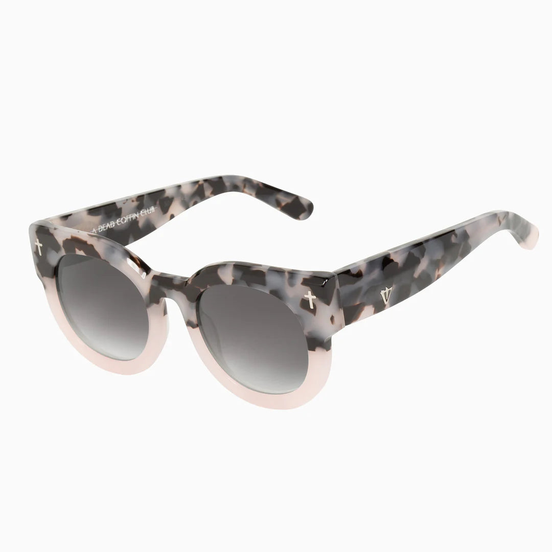 A Dead Coffin Club | Sunglasses - Baby Pink Tort to Baby Pink / Black Gradient Lens