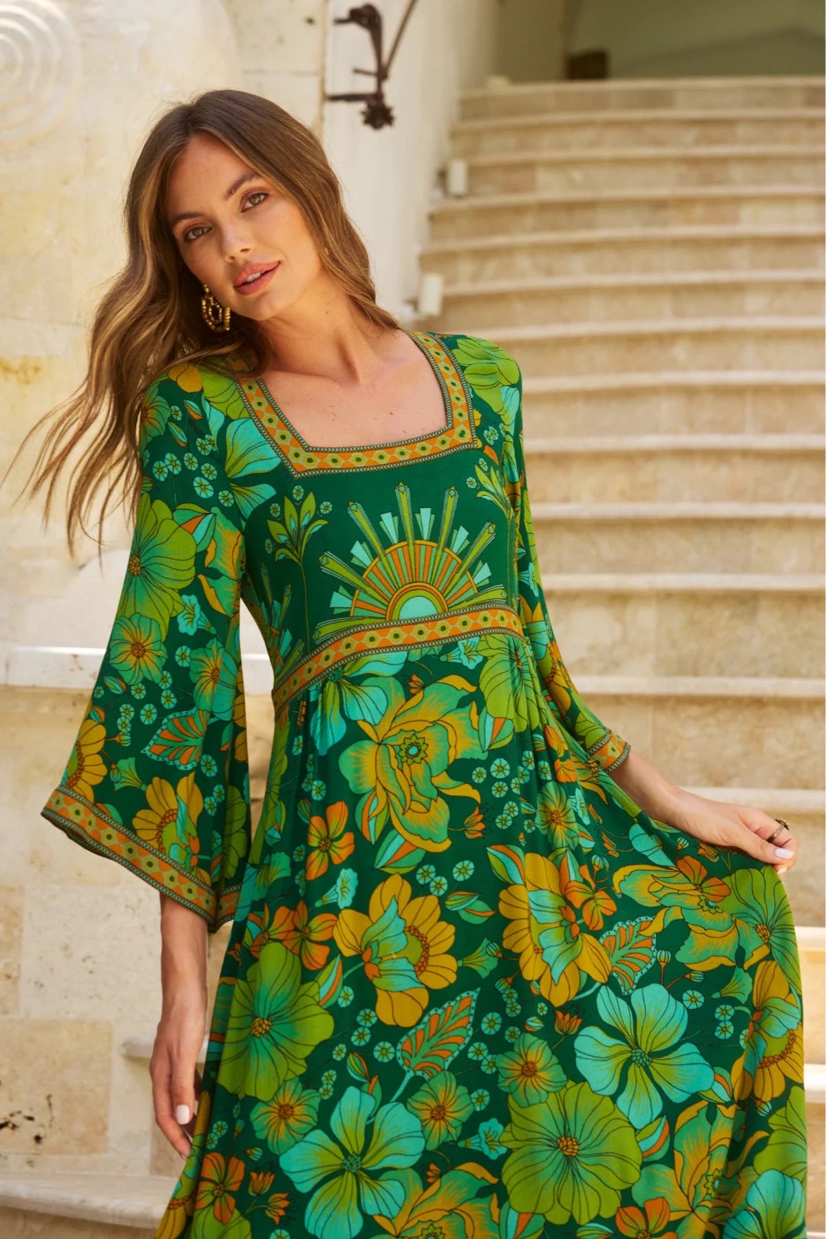 Avalon Midi Dress - Emerald