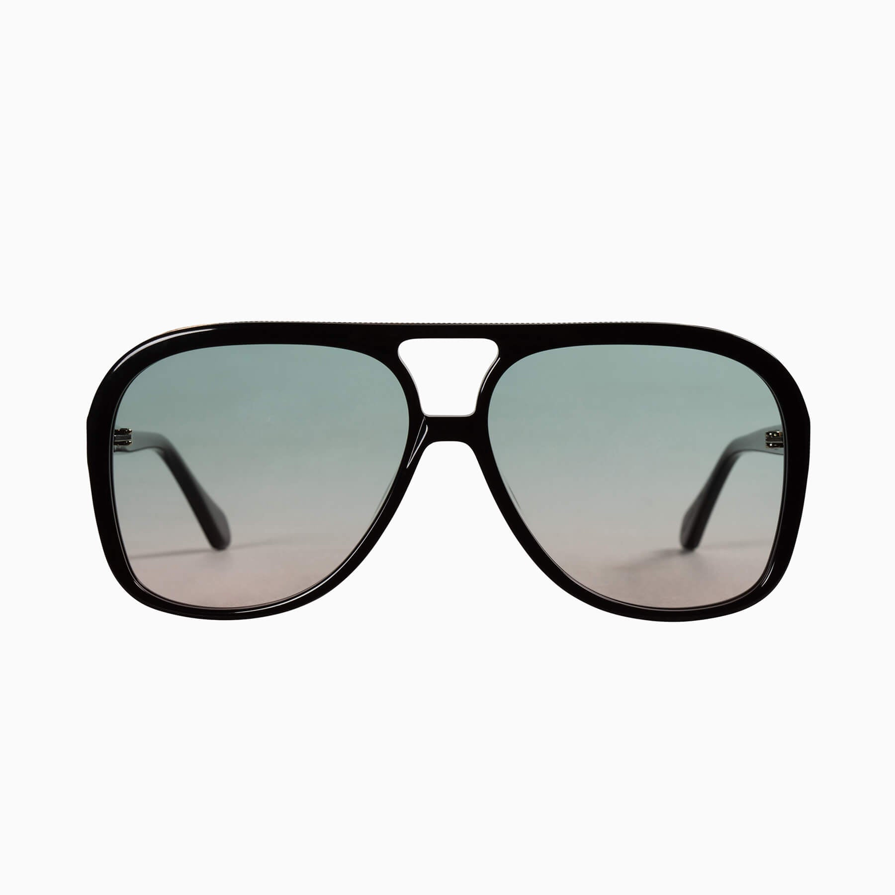 Bang | Sunglasses - Gloss Black w. Gold Metal Trim / Olive to Rose Gradient Lens