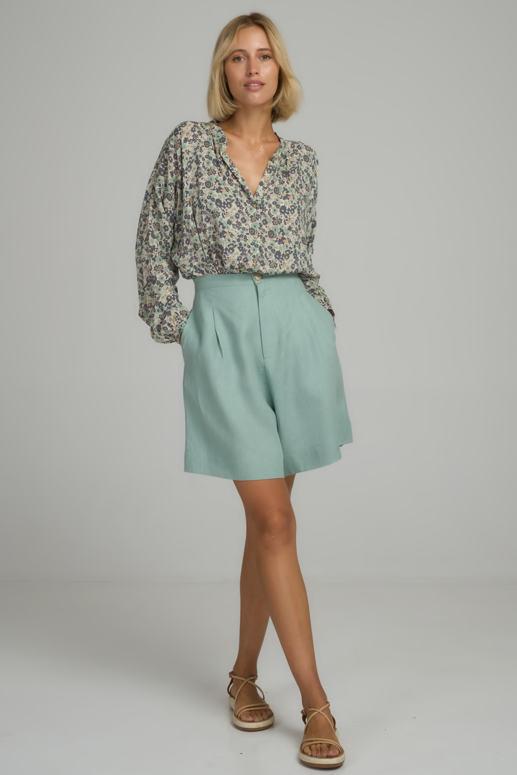 Dillon Linen Short - Seafoam