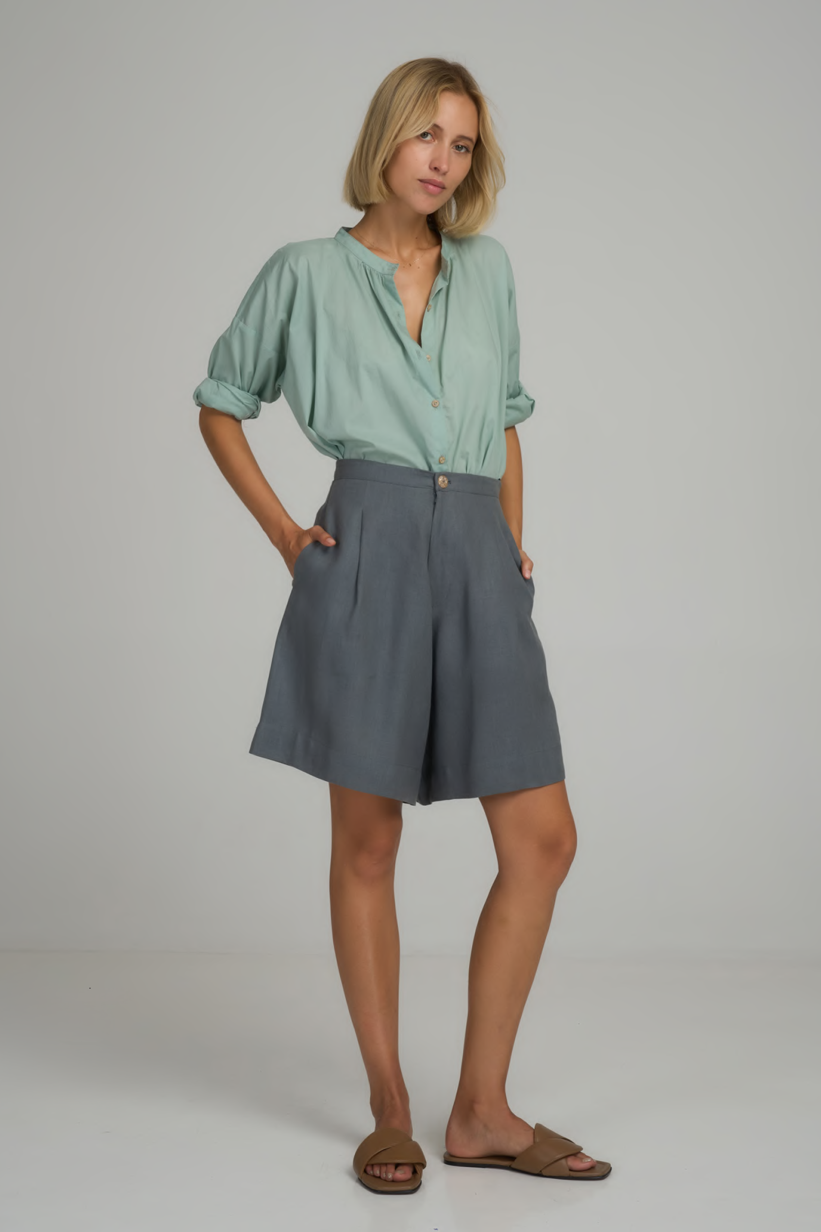 Dillon Linen Short - Slate