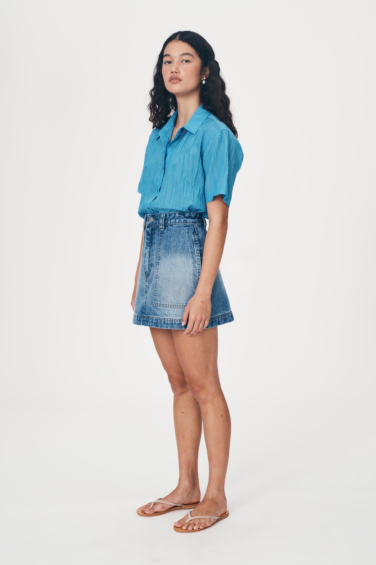 Georgia Denim Mini Skirt - Classic Wash