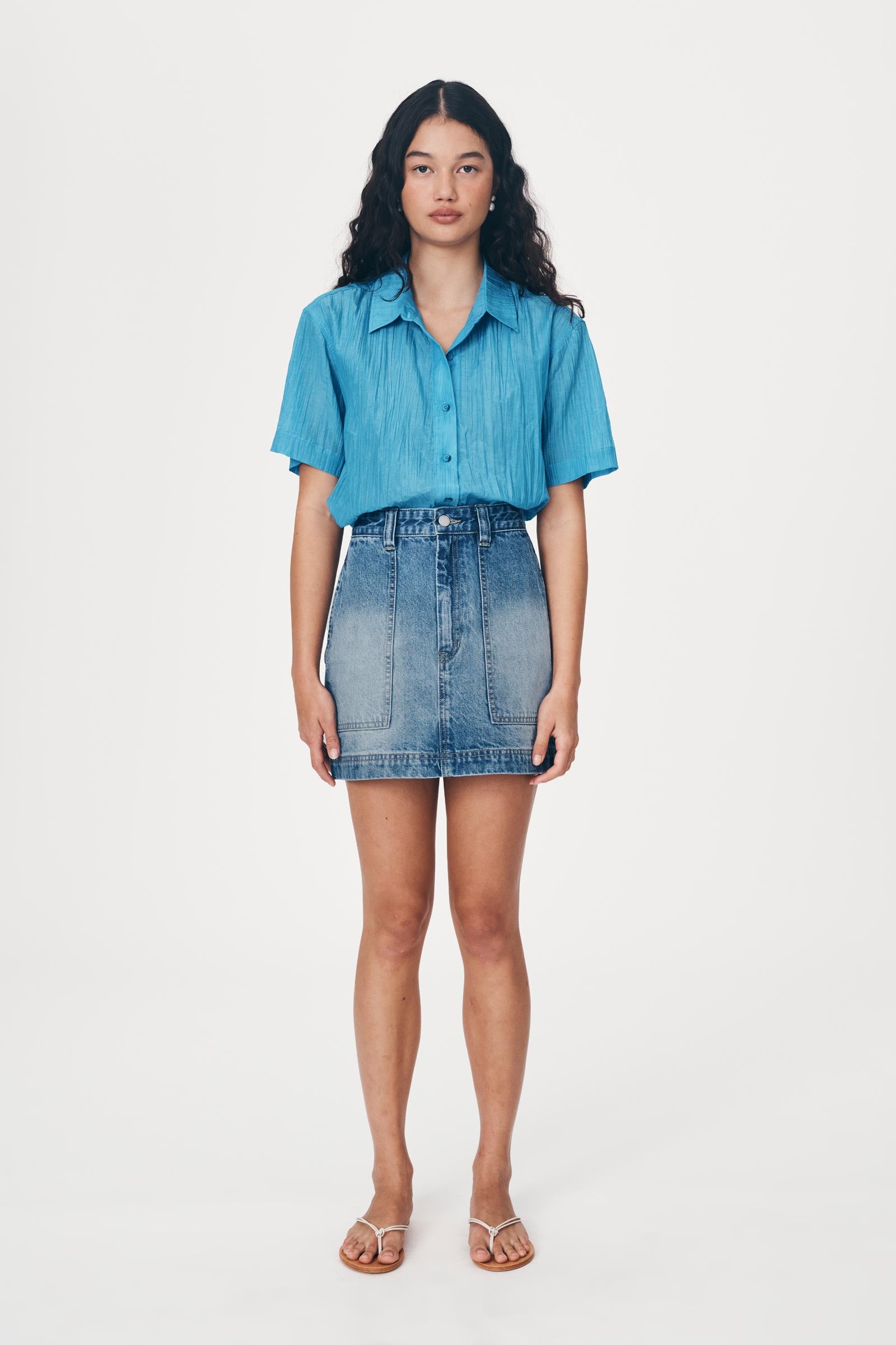 Georgia Denim Mini Skirt - Classic Wash