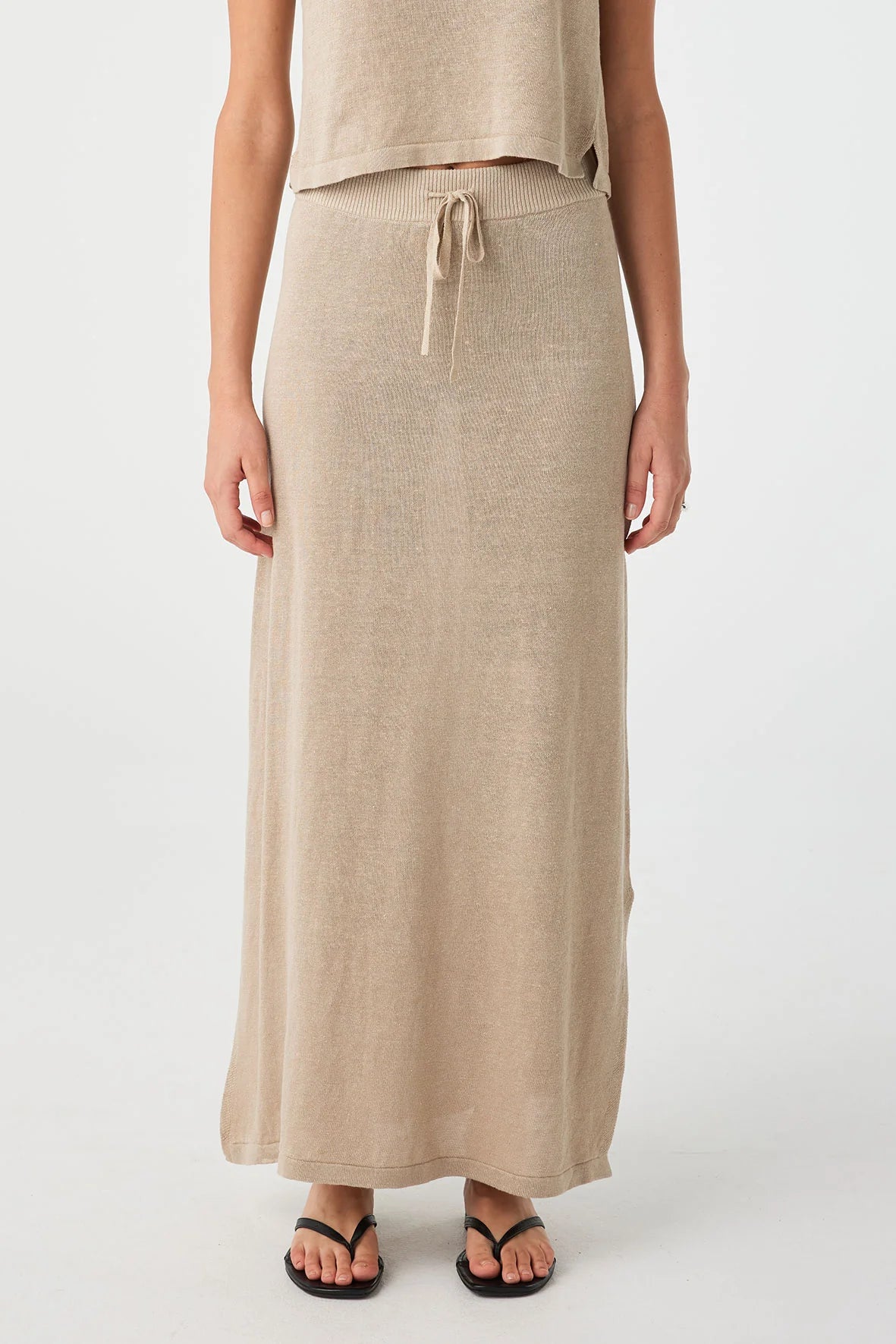 Hugo Linen Knit Skirt - Taupe