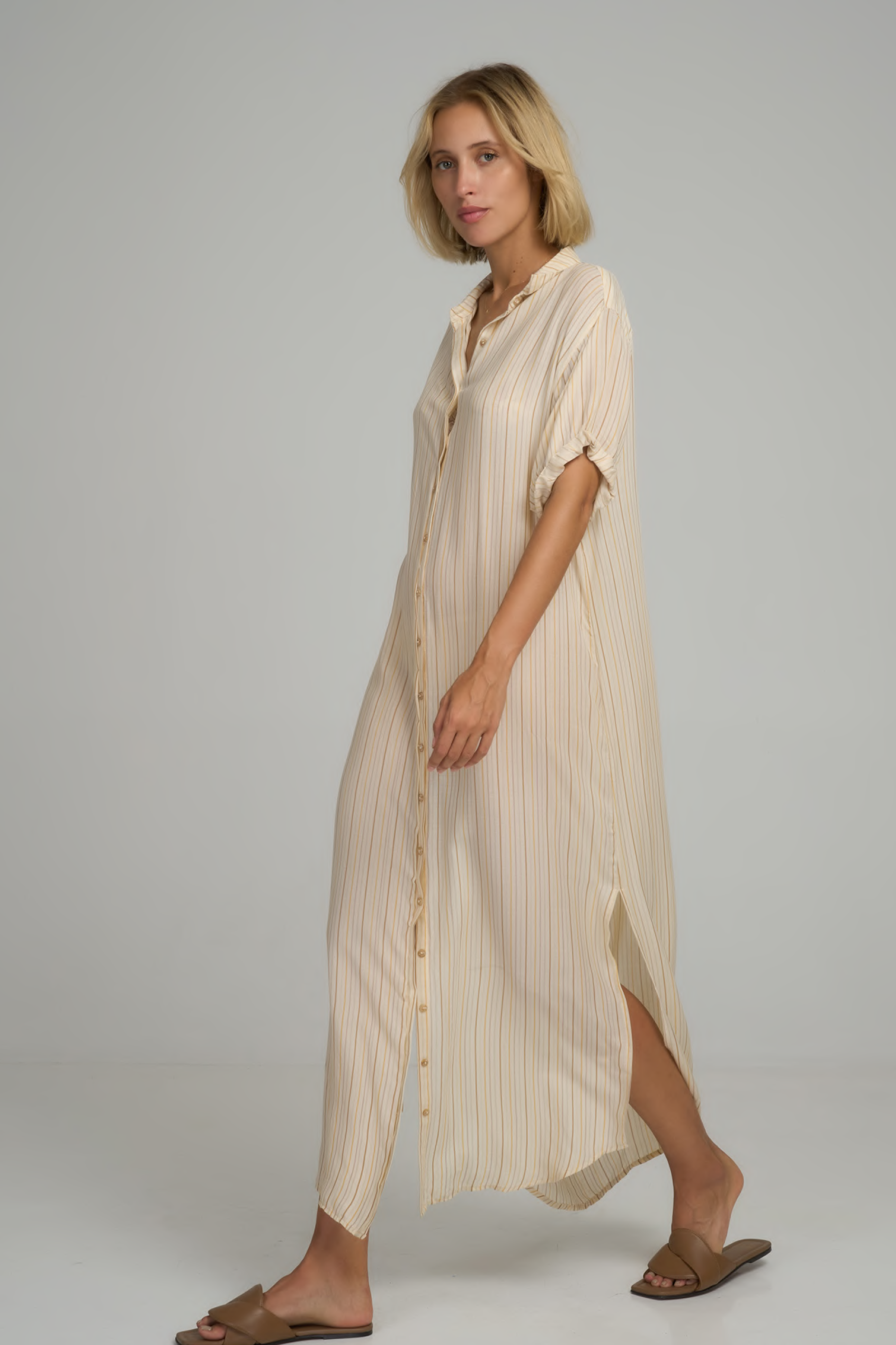 Hutton Dress - Sand Stripe