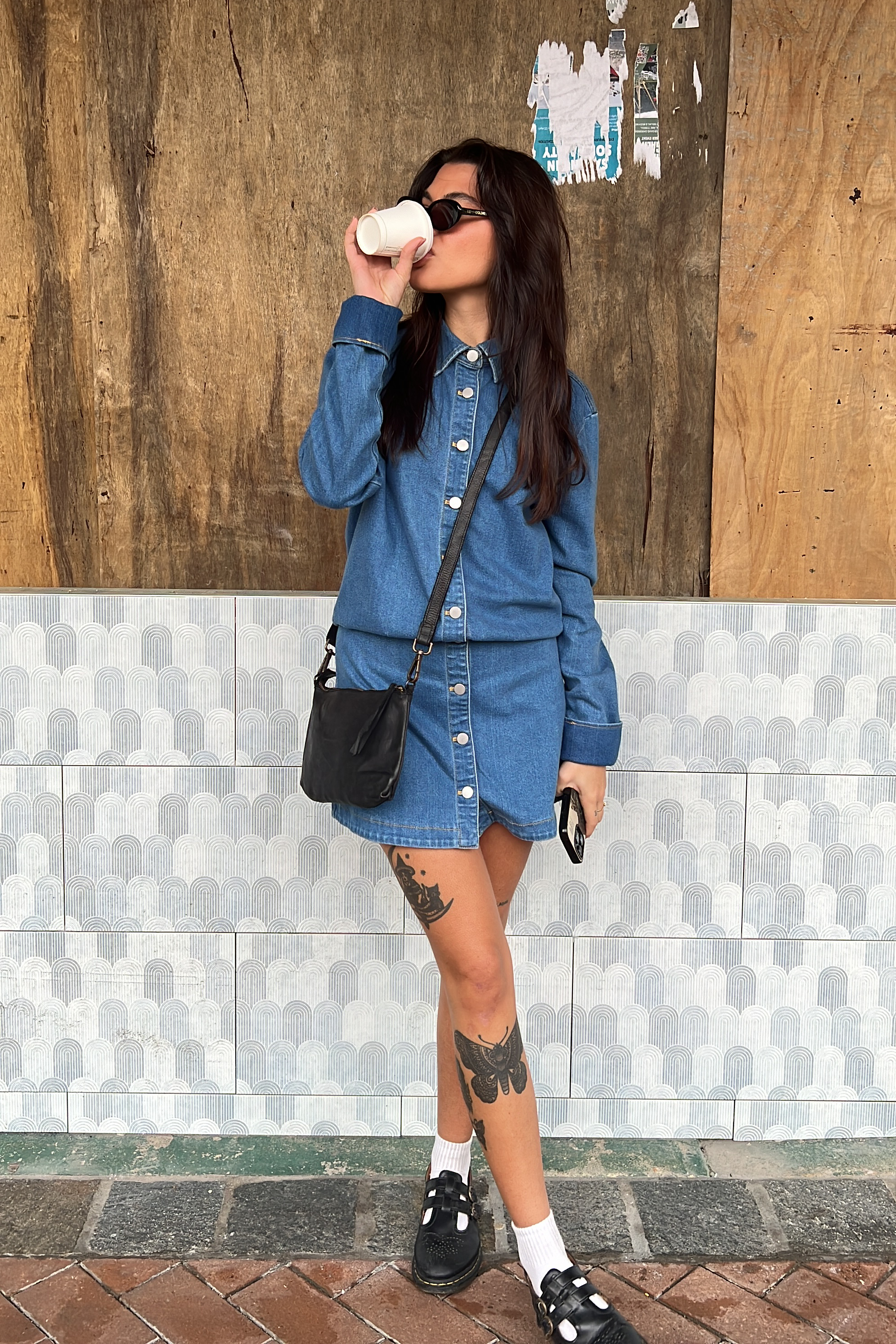 Long Sleeve Button Up Dress - Country Denim