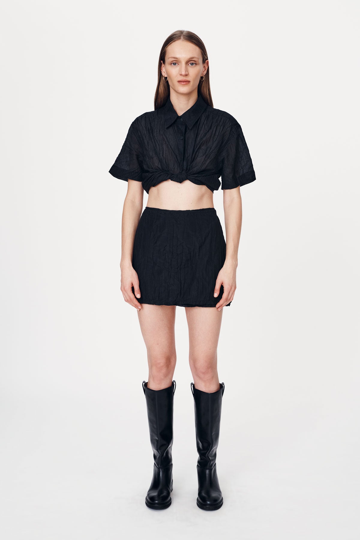 Jole Silk Mini Wrap Skirt - Noir