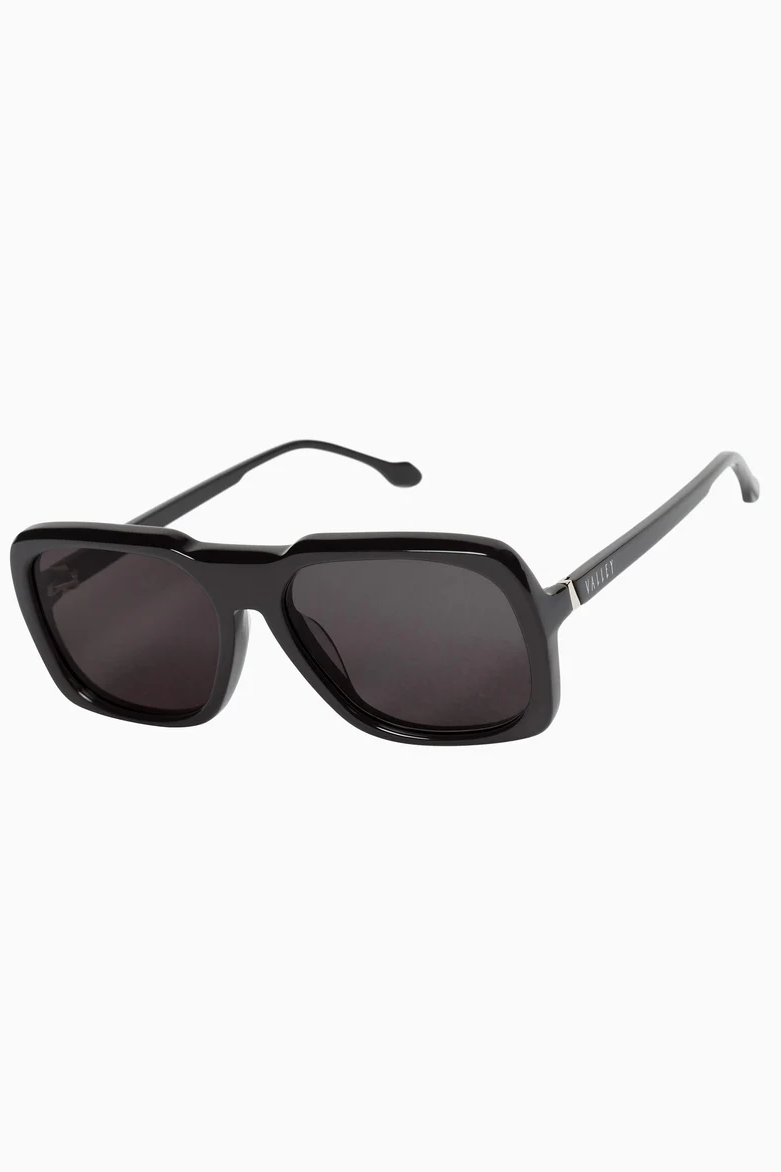 Memoir | Sunglasses - Gloss Black w. Silver Metal Trim / Black Lens