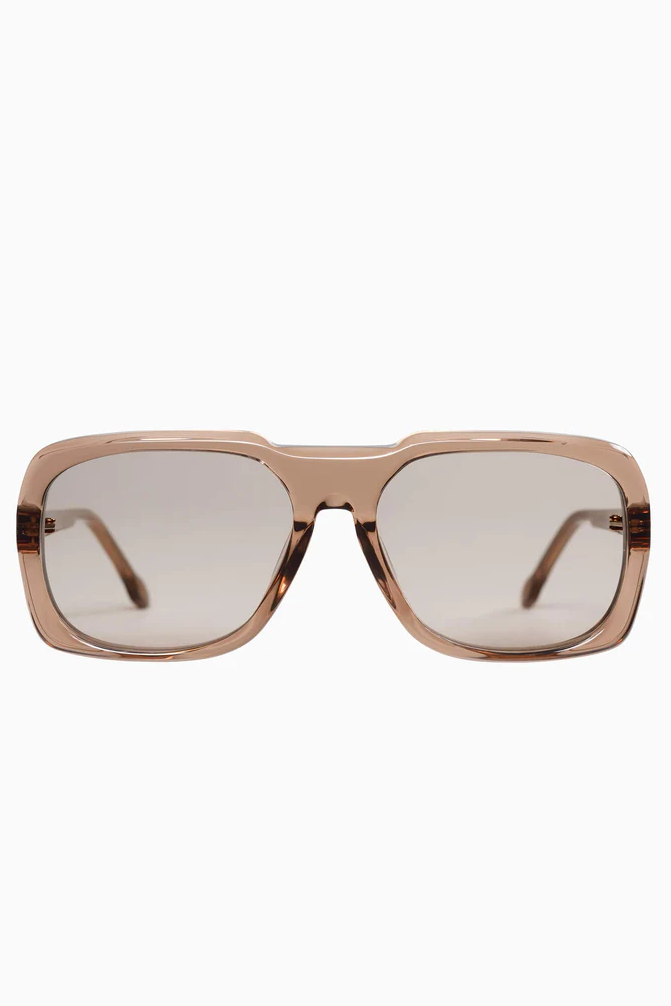 Memoir | Sunglasses - Transparent Mocha w. Rose Gold Metal Trim / Light Brown Lens