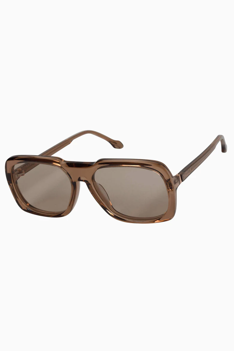 Memoir | Sunglasses - Transparent Mocha w. Rose Gold Metal Trim / Light Brown Lens