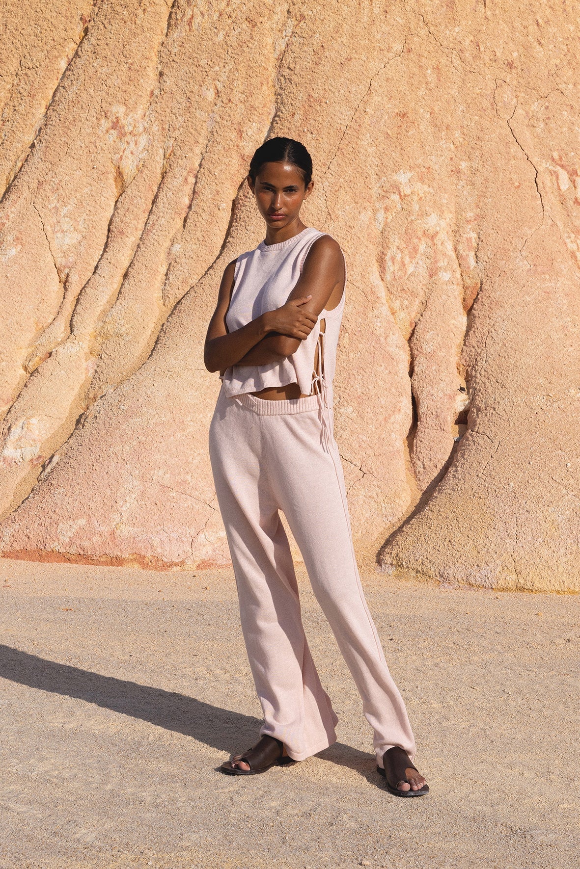 Poppy Cotton Linen Tank - Soft Pink