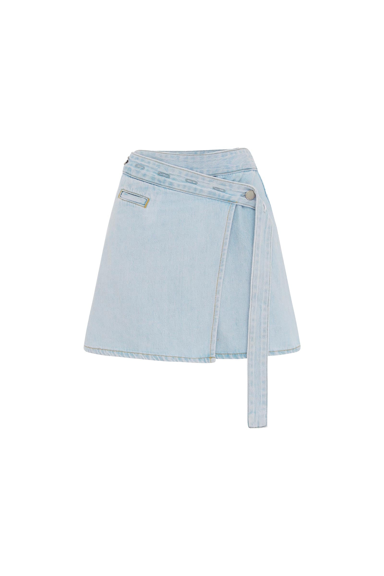 Melissa Denim Mini Wrap Skirt - Azul