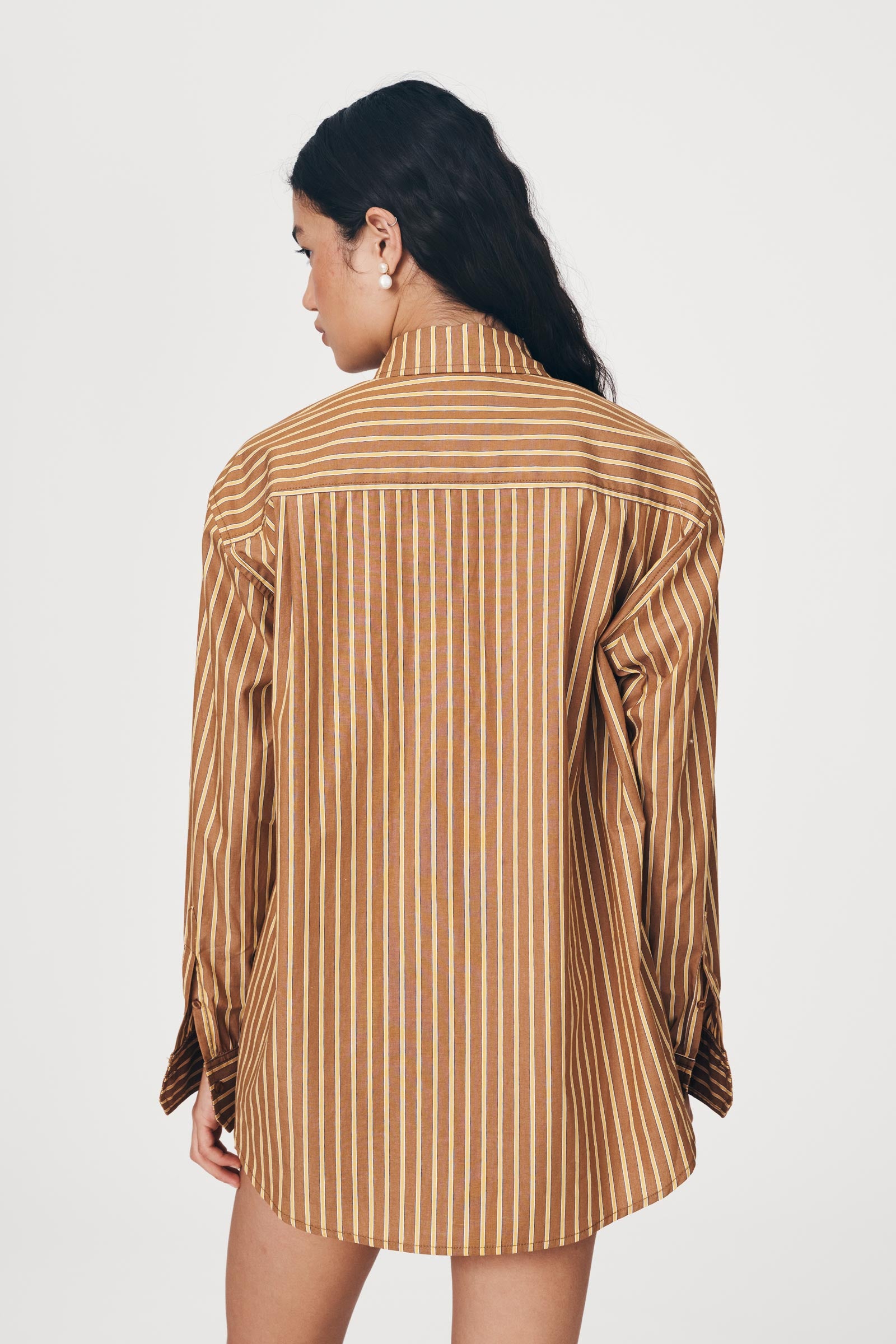 Ramona Stripe Long Sleeve Shirt - Tan Stripe