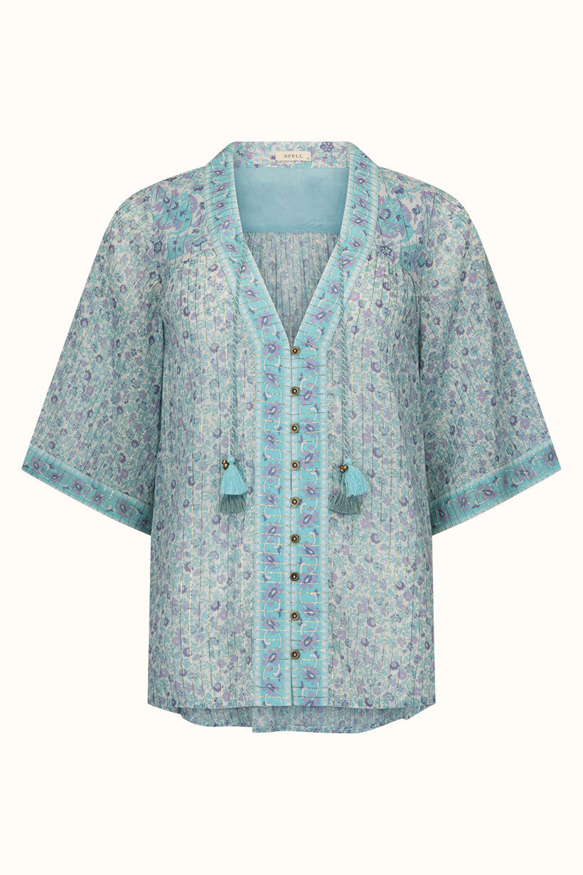 Little Bird Flutter Sleeve Blouse - Sky