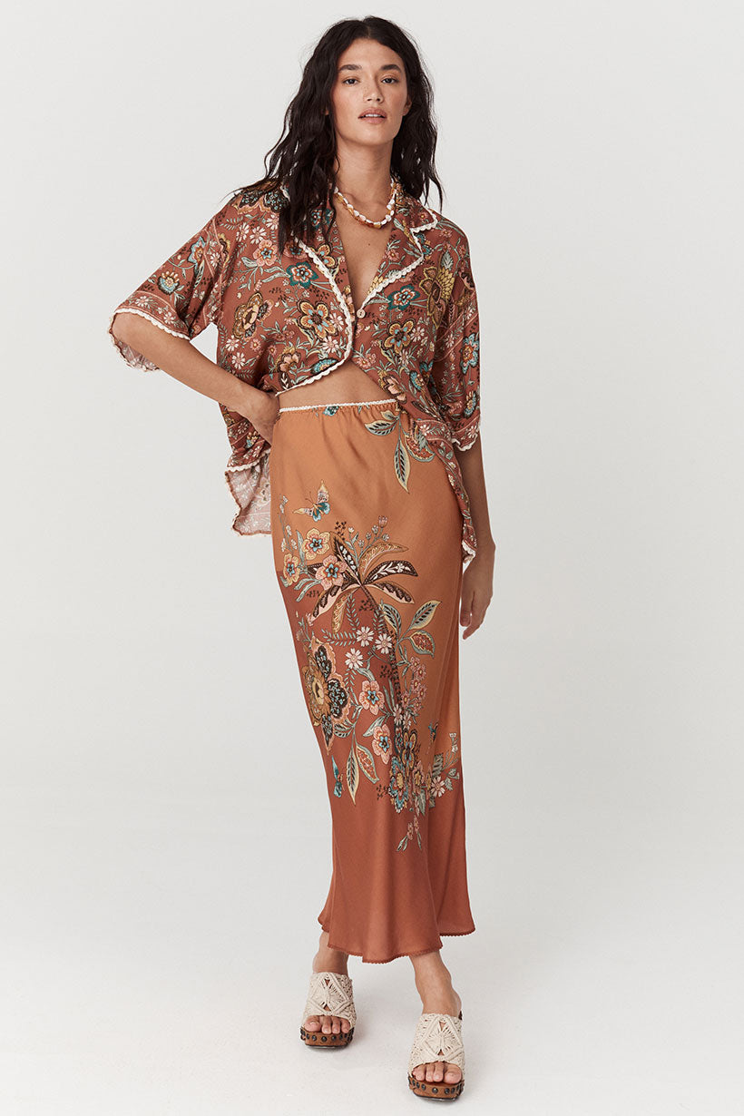 Mojave Lily Bias Skirt - Amber