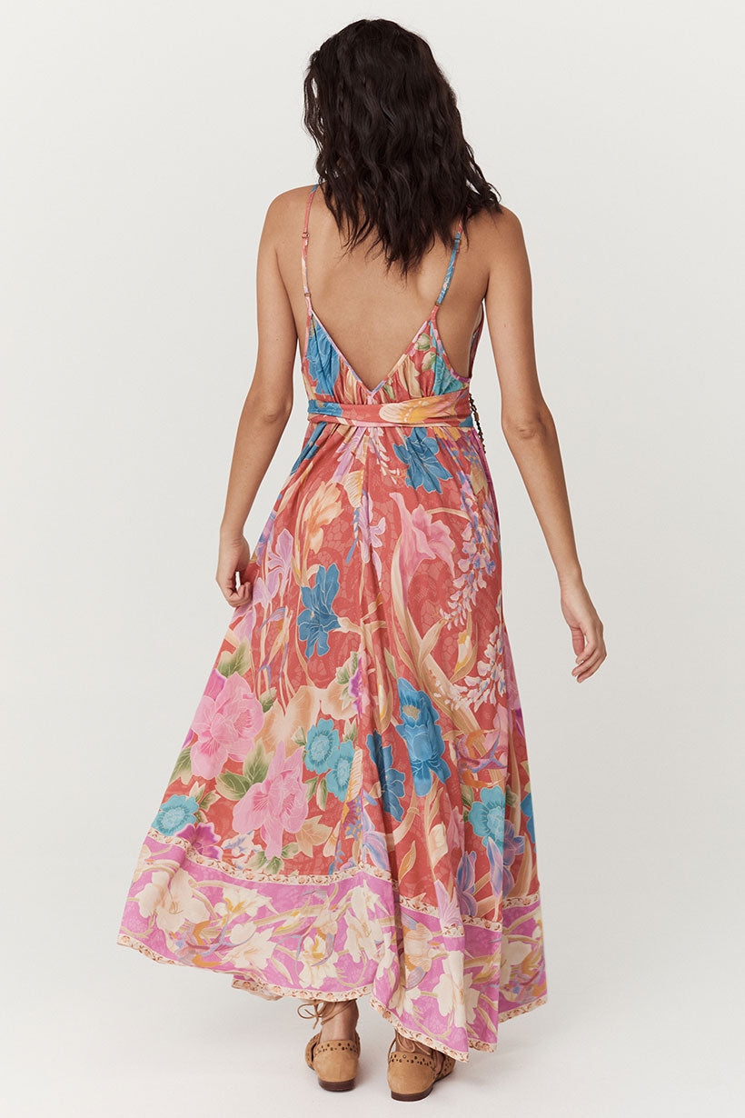 Painters Garden Strappy Maxi Dress - Crimson