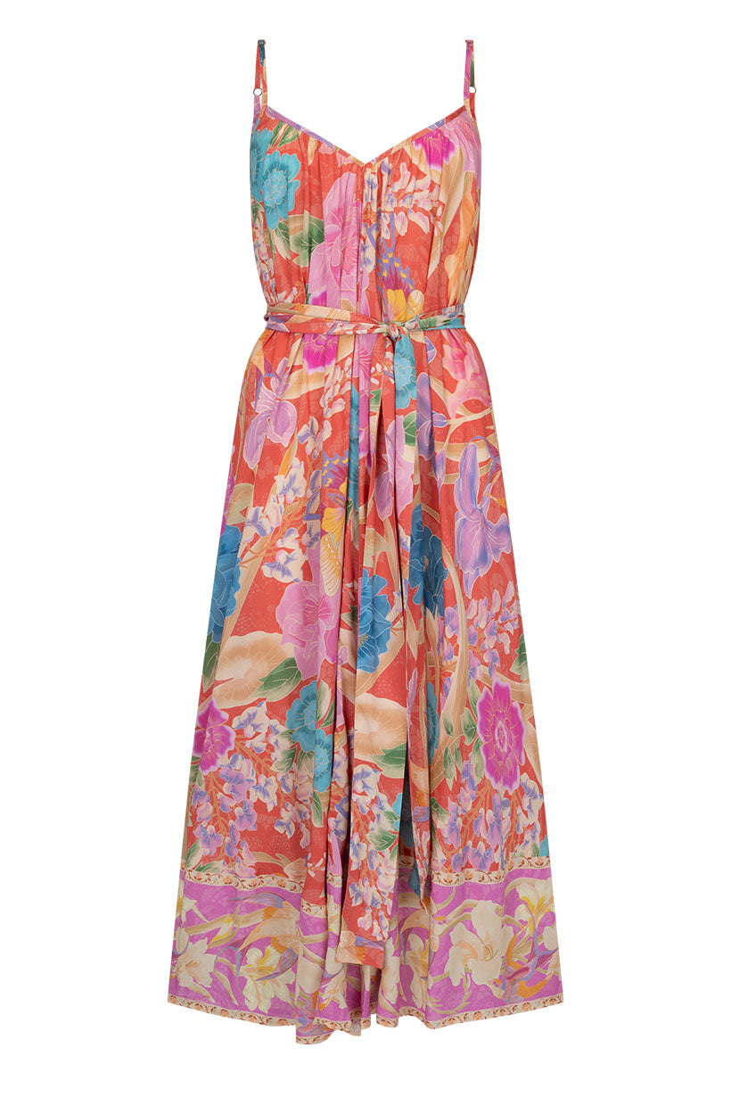 Painters Garden Strappy Maxi Dress - Crimson