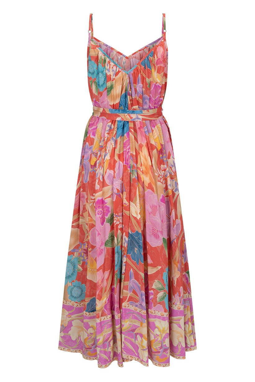 Painters Garden Strappy Maxi Dress - Crimson