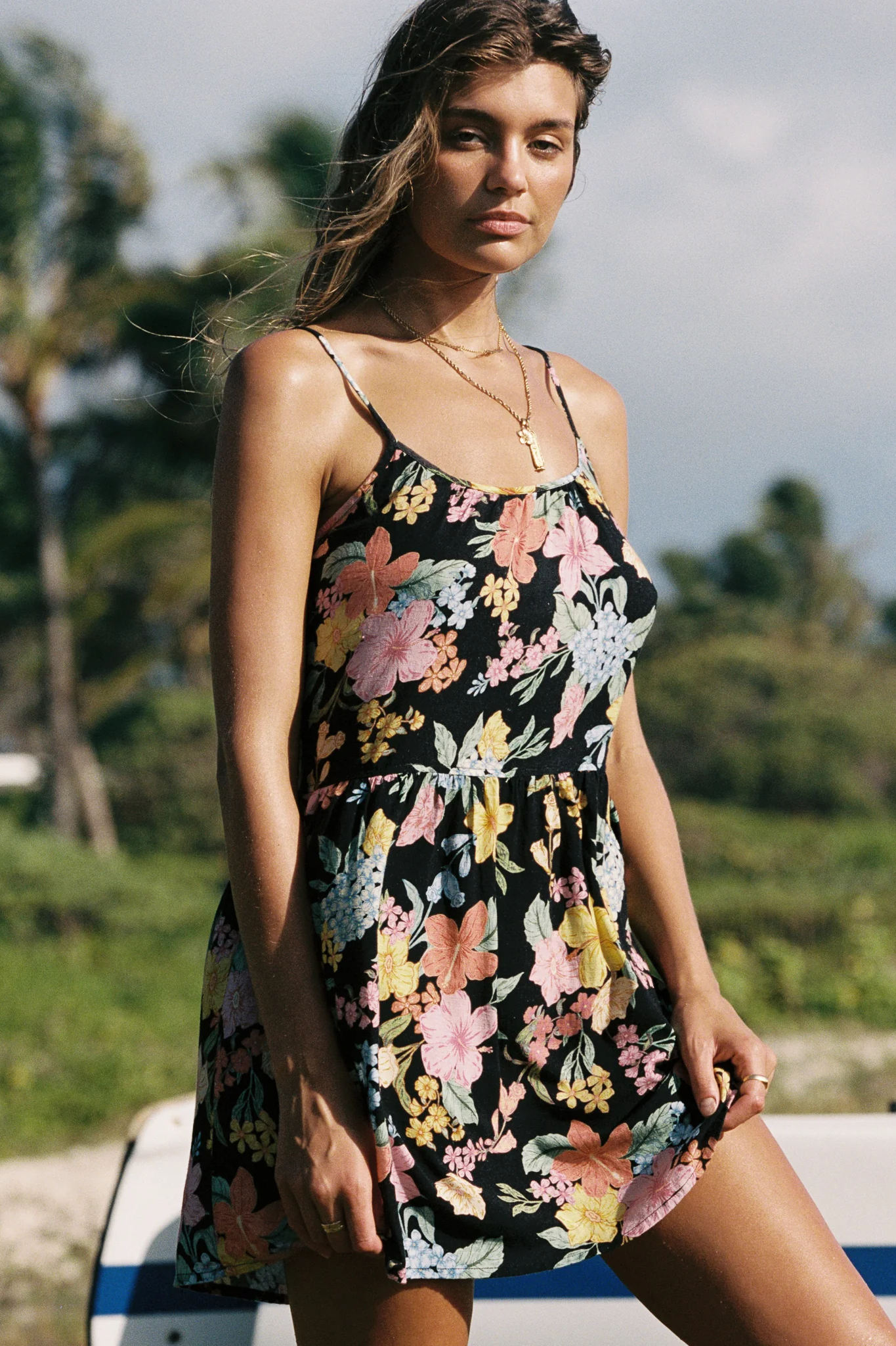 Tropics Slip Babydoll Dress - Hibiscus