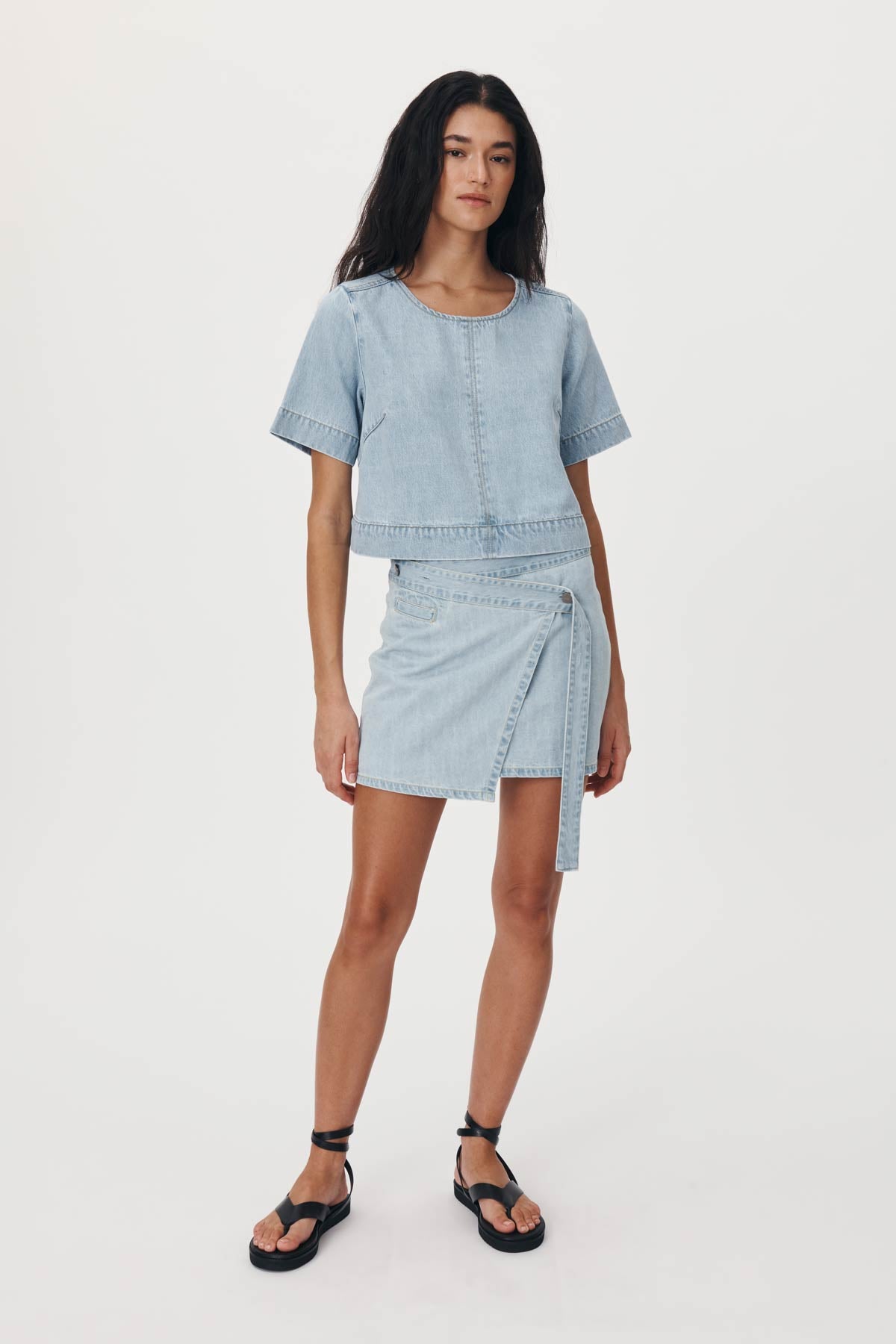 Melissa Denim Mini Wrap Skirt - Azul