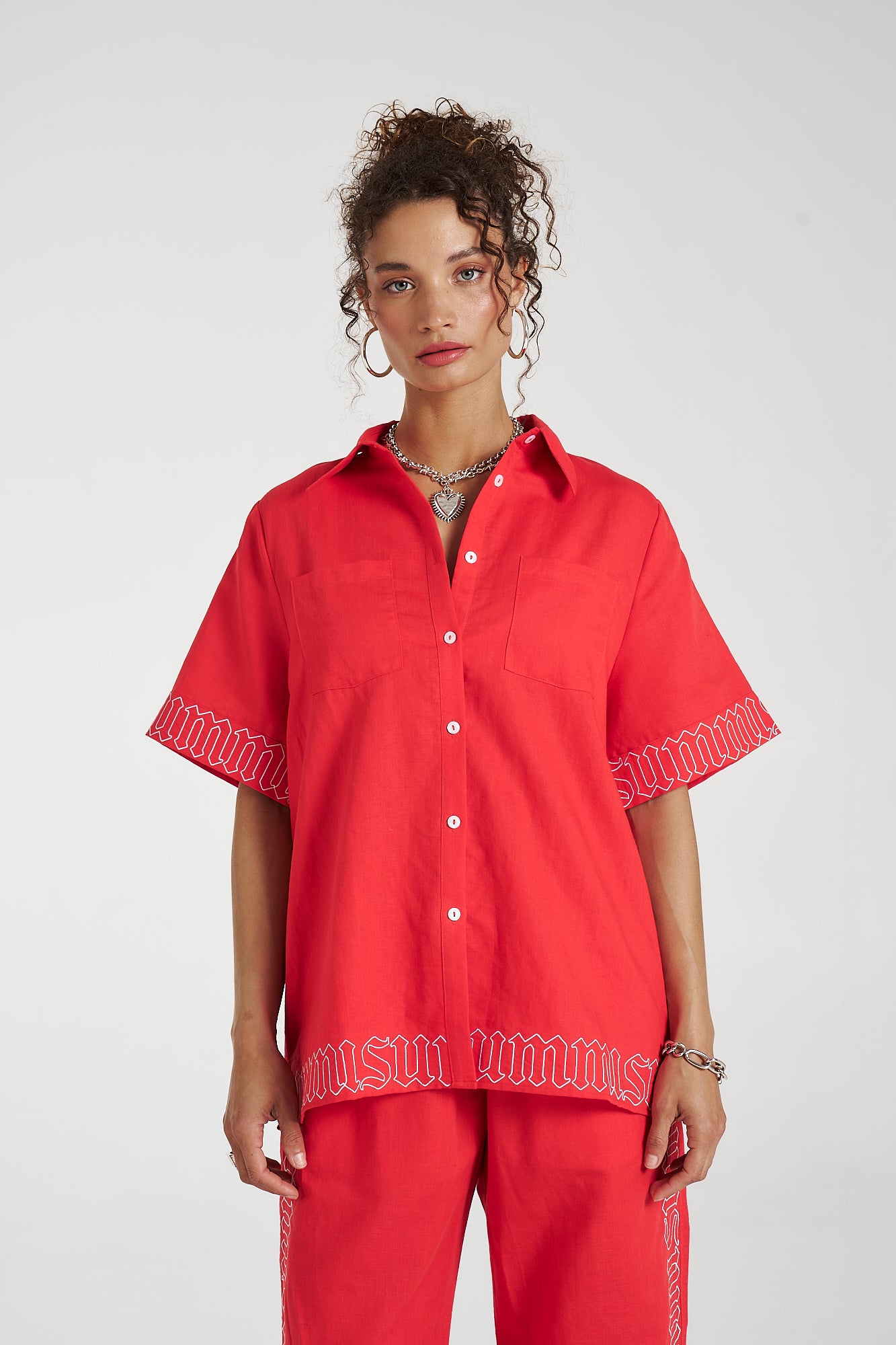 Sig Linen Shirt - Scarlet Summi